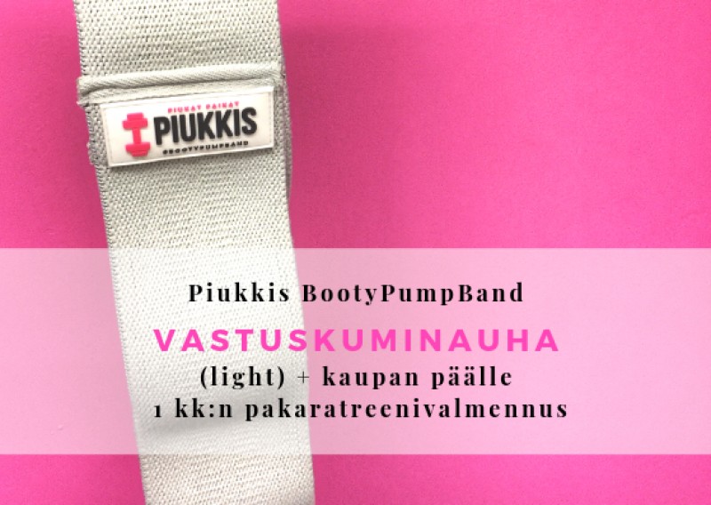 PIUKKIS BootyPumpBand -vastuskuminauha (harmaa - light) ja pakaratreenivalmennus PIUKKIS BootyPumpBand -vastuskuminauha (harmaa - light) ja pakaratreenivalmennus