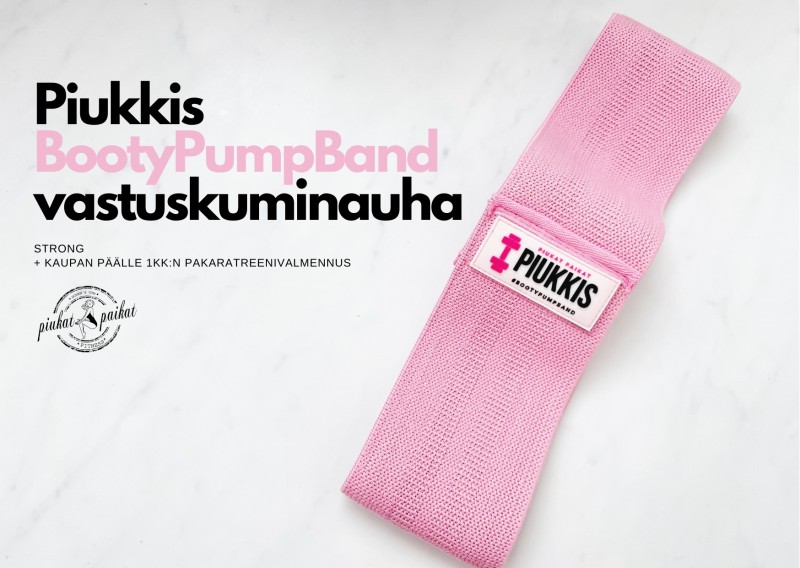 PIUKKIS BootyPumpBand -vastuskuminauha (pinkki - strong) ja pakaratreenivalmennus PIUKKIS BootyPumpBand -vastuskuminauha (pinkki - strong) ja pakaratreenivalmennus